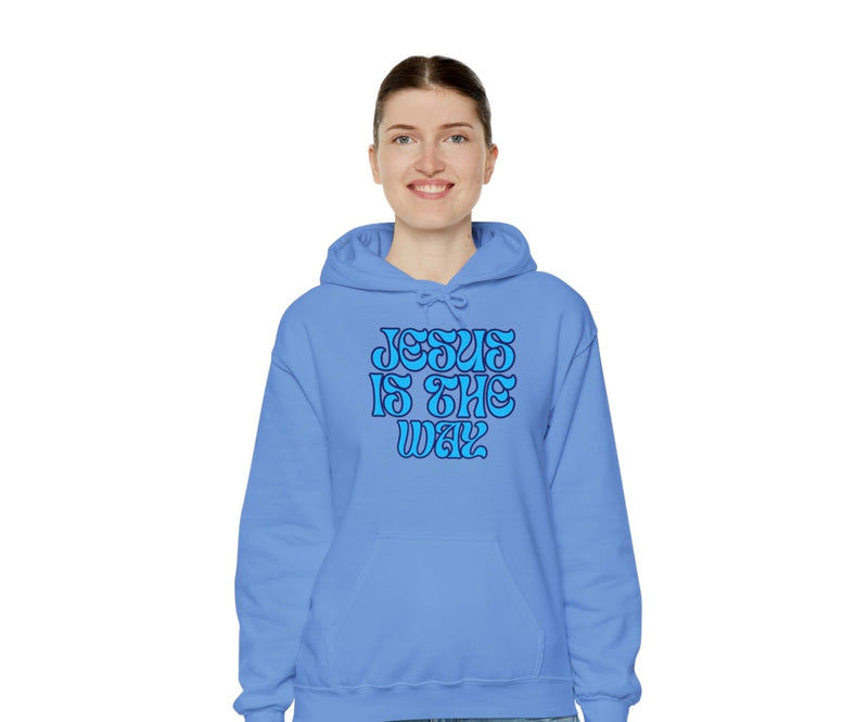 Powder blue monochrome Unisex Jesus is the Way Hoodie